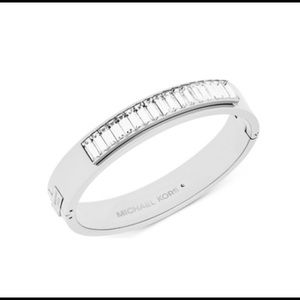 Michael Kors silver baguette crystal bangle bracelets